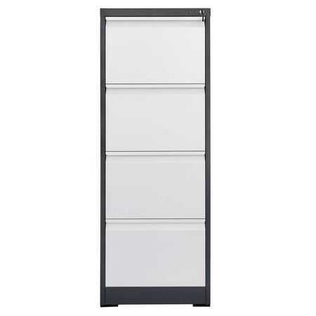 Szafka metalowa na dokumenty FURVERO W4S G/S kartotekowa 4 szuflady S-45 cm grafitowa szary front