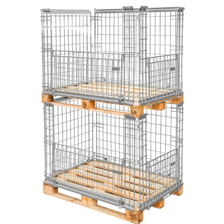 Gitterbox nadstawka paletowa z obramowaniem S-120 cm G-80 cm H-90 cm oczko 6x10 cm otwierany obustronnie ocynk N