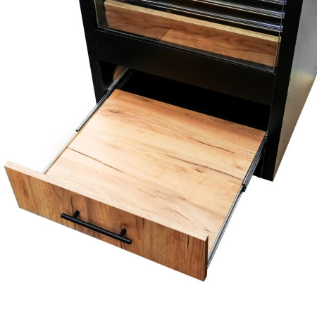Regał na pieczywo Mega-M moduł z szybą LED H-205 cm L-60 cm G-58 cm czarny / dąb kraft N