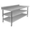 Stół ze stali nierdzewnej przyścienny z 2-ma półkami Mega-M X STANDARD S-160cm G-60 cm H-85 cm N