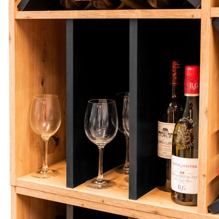 Moduł regału ozdobnego na wino/alkohole mocne Mega-M H-86 cm L-100 cm G-40 cm dąb artisan/czarny