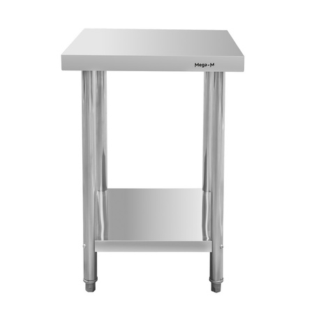 Stół ze stali nierdzewnej centralny z półką Mega-M STANDARD S-60 cm G-60 cm H-85 cm N