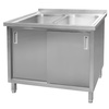 Zlew gastronomiczny spawany dwukomorowy z szafką Mega-M 100x70x85 cm stal nierdzewna