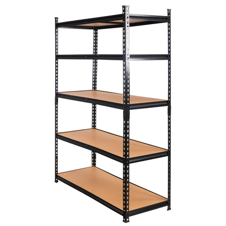 Regał magazynowy Mega-M Pro Loft H-180 cm L-90 cm G-40 cm 5 półek z MDF 6,2 mm (275kg) czarny N