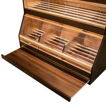 Regał na pieczywo H-180 cm L-125 cm G-60 cm plexi oświetlenie LED venge magia