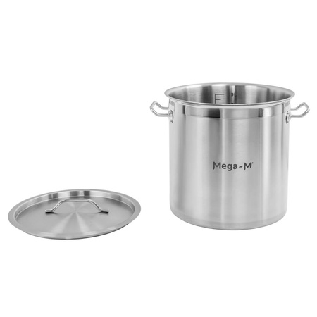 Garnek ze stali nierdzewnej AISI 443 wysoki z pokrywką Mega-M PRO 21L 30x30 cm