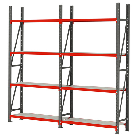 Regał magazynowy 8-półkowy Mega-M FORTIS H-240 cm L-325.5 cm G-60 cm