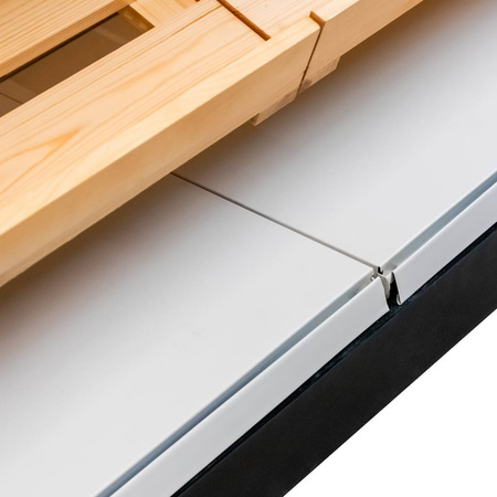 Regał na pieczywo z banerem półki drewniane Mega-M H-244 cm L-247,5 cm G-62 cm Dąb Barokowy Złoty K535 N