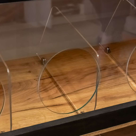 Regał na pieczywo dzielony przeszklony Mega-M H-204cm L-136cm G-62cm dąb kraft/czarny