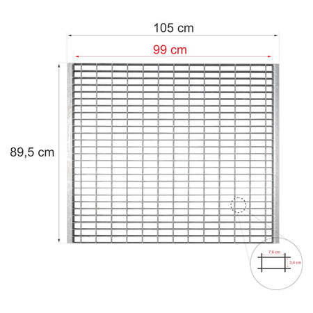 Wypełnienie krata Wema Mega-M G-99 cm L-89,5 cm H-3 cm ocynk 1000 kg (3.4x7.6/3x0.2) wpuszczana  N