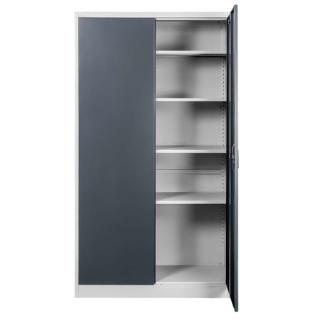 Szafa biurowa metalowa na dokumenty Mega-M pełne drzwi S-100 cm G-40 cm H-185 cm szara grafitowy front