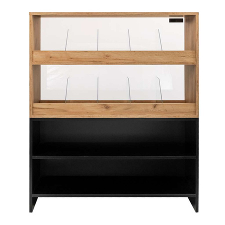 Witryna na cukierki przeszklona Mega-M H- 127 cm L- 106 cm G- 30 cm dąb kraft / czarny N