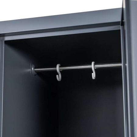 Szafka ubraniowa skrytkowa BHP Mega-M J-80/4 4 drzwiowa grafitowa S-80 cm G-50 cm H-180 cm skręcana N