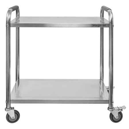 Wózek kelnerski ze stali nierdzewnej 2-półkowy Mega-M STANDARD S-75 cm G-40 cm H-90 cm N