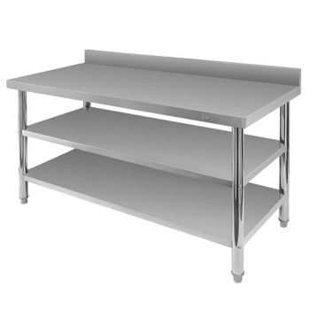 Stół ze stali nierdzewnej przyścienny z 2-ma półkami Mega-M X STANDARD S-160cm G-70 cm H-85 cm N