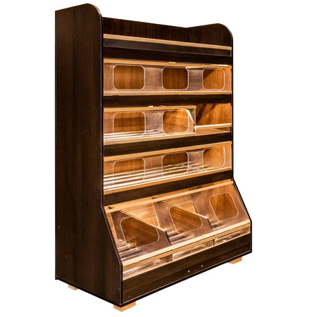 Regał na pieczywo H-180 cm L-125 cm G-60 cm plexi oświetlenie LED venge magia