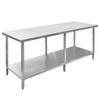 Stół ze stali nierdzewnej centralny z półką i 6 nogami Mega-M S-200 cm G-80 cm H-85 cm N