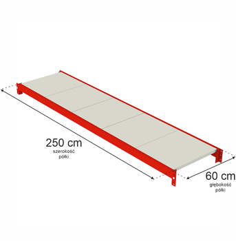 Półka do regału magazynowego Mega-M FORTIS L-250 cm G-60 cm N
