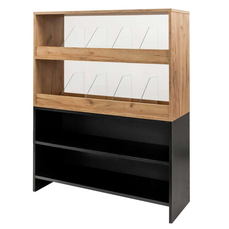 Witryna na cukierki przeszklona Mega-M H- 127 cm L- 106 cm G- 30 cm dąb kraft / czarny N