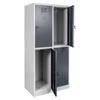 Szafka ubraniowa skrytkowa BHP Mega-M J-80/4 4 drzwiowa szara/ grafitowy front S-80 cm G-50 cm H-180 cm skręcana N