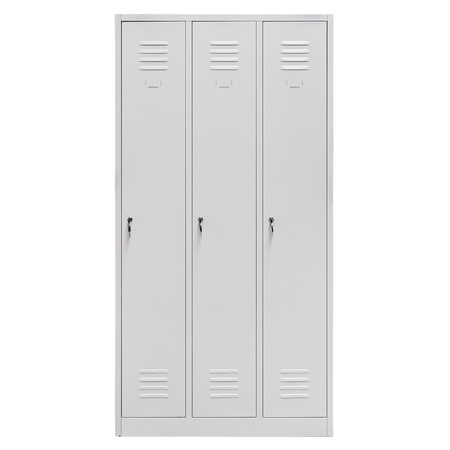 Szafka ubraniowa BHP Mega-M J-90 3 drzwiowa szara S-90 cm G-50 cm H-180 cm skręcana N