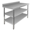 Stół ze stali nierdzewnej przyścienny z 2-ma półkami Mega-M X STANDARD S-120cm G-60 cm H-85 cm N