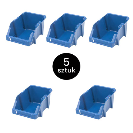 Pojemnik magazynowy kuweta warsztatowa Mega-M 20x30x13 cm plastikowy niebieski M - zestaw 5 szt.