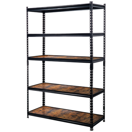 Regał magazynowy Mega-M Pro Loft H-180 cm L-120 cm G-45 cm 5 półek z MDF 6,2 mm okleina drewno (275kg) czarny N