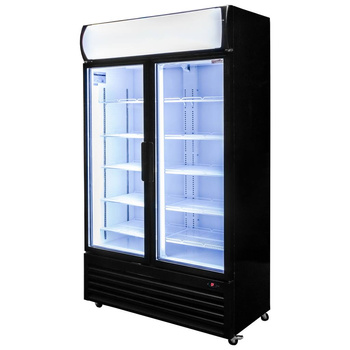 Witryna chłodnicza 2-drzwiowa 730L Mega-M RICO i112 podświetlany górny plafon reklamowy