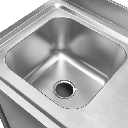 Zlew gastronomiczny spawany z komorą po lewej stronie i szafką Mega-M 100x70x85 cm stal nierdzewna