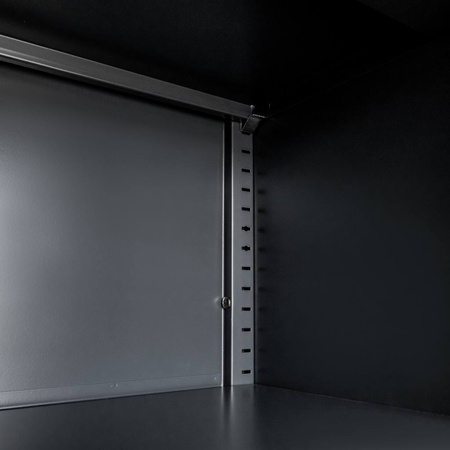 Szafa biurowa metalowa Mega-M WENUS W-16 na akta z sejfem grafitowa / szary front S- 90 cm G- 40 cm H-185 cm skręcana N