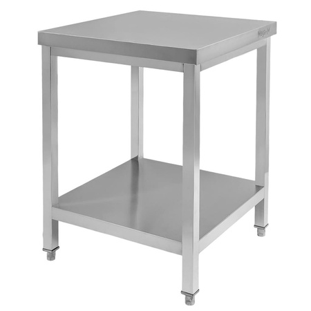 Stół ze stali nierdzewnej centralny z półką Mega-M S-60 cm G-60 cm H-85 cm N