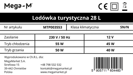 Lodówka turystyczna Mega-M 28L N