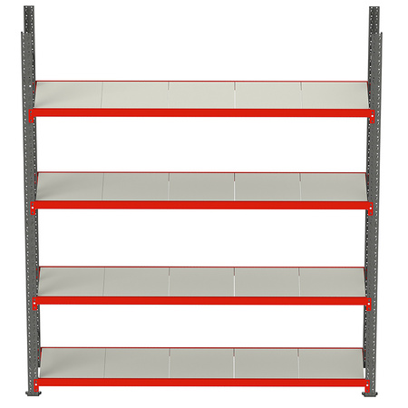 Regał metalowy magazynowy 4-półkowy Mega-M FORTIS H-200 cm L-267 cm G-60 cm moduł bazowy