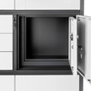Szafa biurowa metalowa Mega-M WENUS W-15 na akta przeszklona z sejfem grafitowa / szary front S- 90 cm G- 40 cm H-185 cm skręcana N