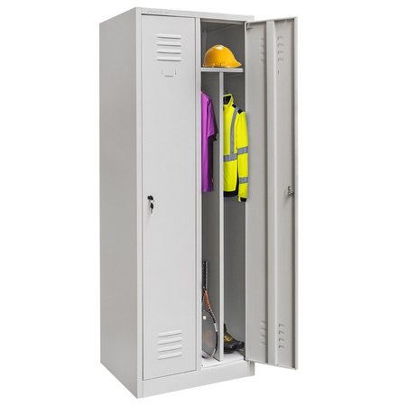 Szafka BHP ubraniowa Mega-M pracownicza 2-drzwiowa z przegrodami S-60 cm szara