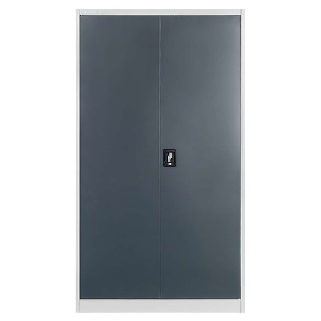 Szafa biurowa metalowa na dokumenty Mega-M pełne drzwi S-100 cm G-40 cm H-185 cm szara grafitowy front