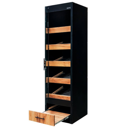 Regał na pieczywo Mega-M moduł z szybą LED H-205 cm L-60 cm G-58 cm czarny / dąb kraft N