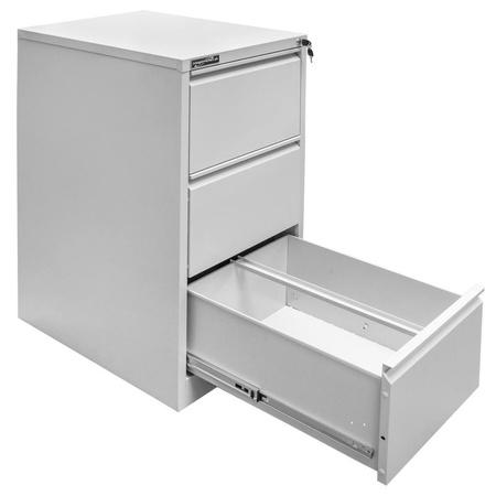 Szafka metalowa kartotekowa Mega-M J-3/S 3 szuflady A4 szara S-46 cm G-62 cm H- 103 cm skręcana N