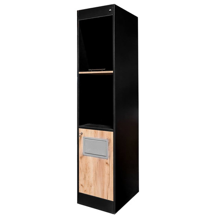 Regał na pieczywo Mega-M moduł akcesoria  H-205 cm L-45 cm G-58 cm czarny / dąb kraft N