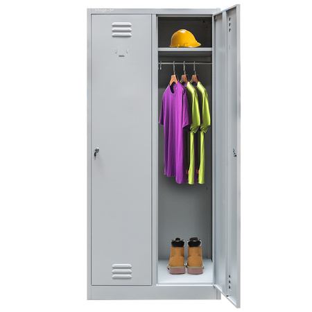 Szafka ubraniowa BHP Mega-M J-80 2 drzwiowa szara S-80 cm G-50 cm H-180 cm skręcana (wysyłka paletowa) N