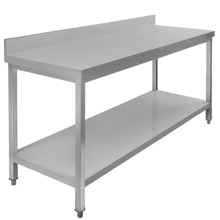 Stół ze stali nierdzewnej przyścienny z półką  Mega-M S-150 cm G-60 cm H-85 cm N