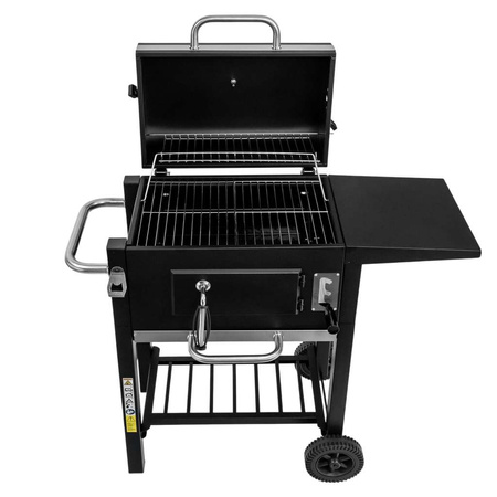 Grill ogrodowy węglowy z pokrywą Mega-M 1x stolik boczny 42x30 cm