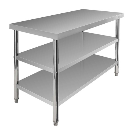 Stół ze stali nierdzewnej centralny z 2-półkami Mega-M X STANDARD S-120 cm G-60 cm H-85 cm N
