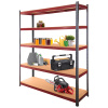 Regał magazynowy Mega-M BASIC PLUS H-180 cm L-150 cm G-45 cm 5 półek z MDF 6.8 mm 275 kg grafitowo-czerwony