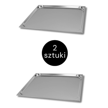 Pojemnik GN 2/1 ze stali nierdzewnej Mega-M 65x53x2 cm zestaw 2 szt.