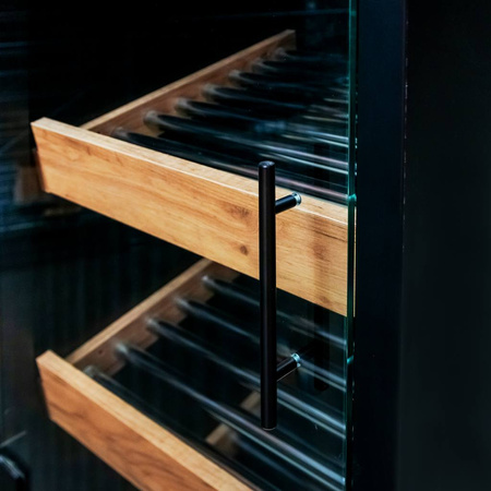 Regał na pieczywo Mega-M moduł z szybą LED H-205 cm L-60 cm G-58 cm czarny / dąb kraft N
