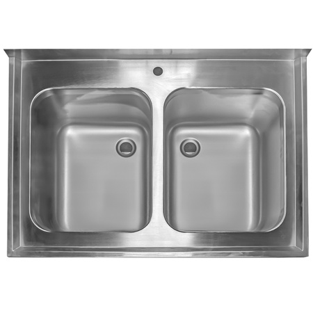 Zlew gastronomiczny spawany dwukomorowy z szafką Mega-M 100x70x85 cm stal nierdzewna