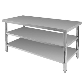 Stół ze stali nierdzewnej centralny z 2-półkami Mega-M X STANDARD S-160 cm G-60 cm H-85 cm N