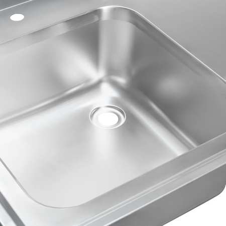 Zlew gastronomiczny spawany z komorą po lewej stronie i półką Mega-M 120x60x85 cm stal nierdzewna